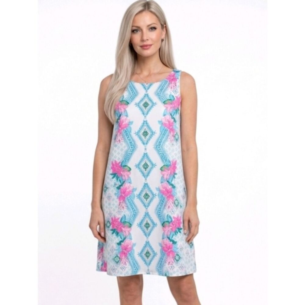 Lilly Pulitzer Jackie Floral And Geometric Print Sleeveless Shift Dress Size XS